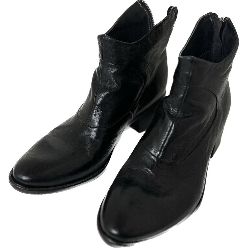 La Bottega di Lisa Black Leather Ankle Boots,‎ back zip size EU 37 Made in Italy